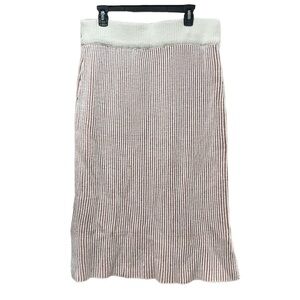 Poloram Women’s Casual White And Pink Ribbed sweater midi Skirt Size 1XL